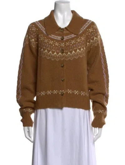 Pre-owned Guest In Residence Wool Patterned Sweater In Brown