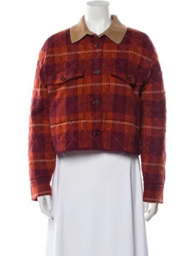 Pre-owned Guest In Residence Wool Plaid Print Jacket In Red