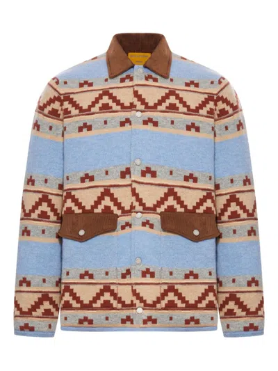 Guest In Residence Wool Printed Jacket In Blue