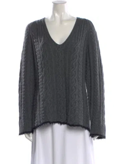 Pre-owned Guest In Residence Wool V-neck Sweater In Gray