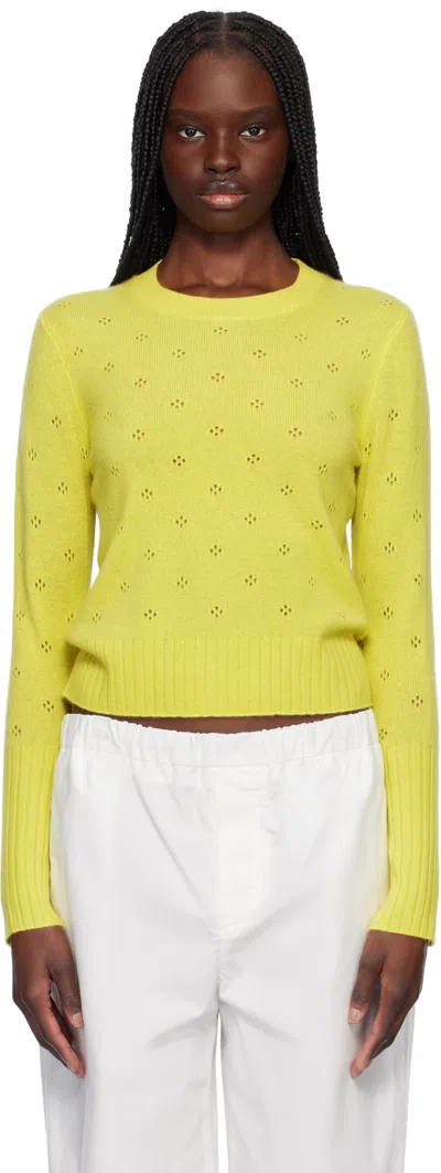 Guest In Residence Yellow Shrunken Pointelle Sweater In Lem Lemon