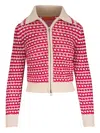 Guest In Residence Kirby Open-knit Cotton-blend Zip-up Cardigan In Red