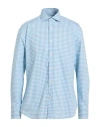Guglielminotti Man Shirt Azure Size 17 Cotton In Blue
