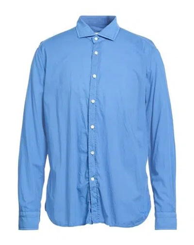 Guglielminotti Man Shirt Azure Size 17 ½ Cotton In Blue