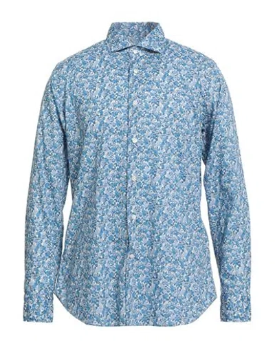 Guglielminotti Man Shirt Blue Size 16 ½ Cotton