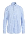 Guglielminotti Man Shirt Blue Size 17 Cotton In Blue