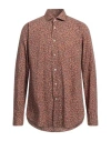 Guglielminotti Man Shirt Brown Size 16 ½ Cotton In Brown