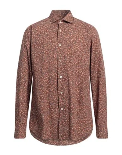 Guglielminotti Man Shirt Brown Size 16 ½ Cotton