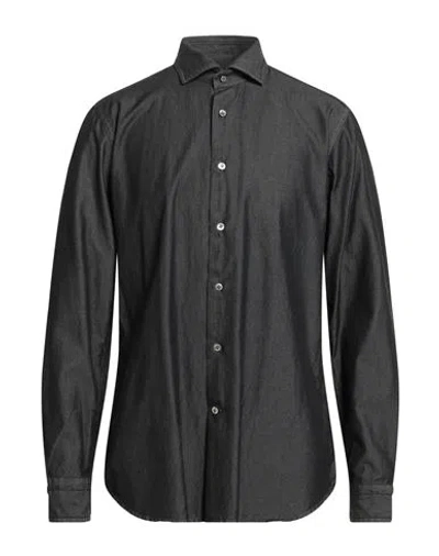 Guglielminotti Man Shirt Charcoal Size 16 ½ Cotton In Gray