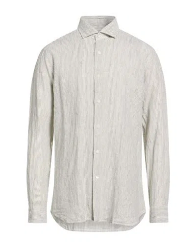 Guglielminotti Man Shirt Green Size 17 ½ Linen In White