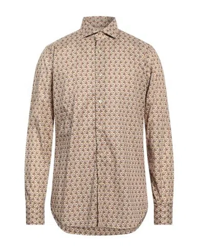 Guglielminotti Man Shirt Khaki Size 17 Cotton In Beige