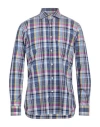 Guglielminotti Man Shirt Midnight Blue Size 16 Cotton In Blue