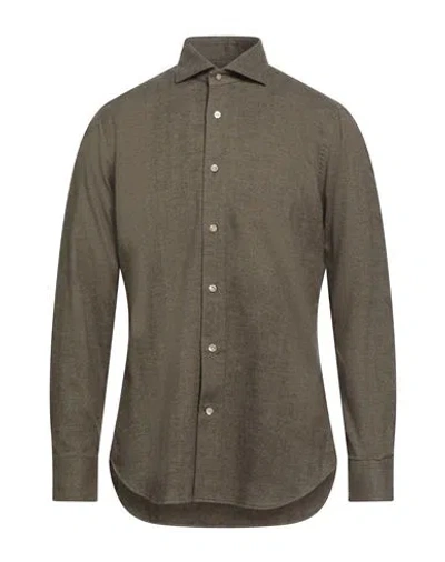 Guglielminotti Man Shirt Military Green Size 15 ¾ Cotton