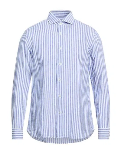 Guglielminotti Man Shirt Navy Size 15 ¾ Linen In Multi
