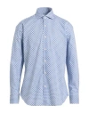Guglielminotti Man Shirt Navy Size 17 Cotton In Blue