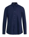 Guglielminotti Man Shirt Navy Size 17 ½ Cotton In Blue