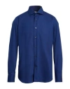 Guglielminotti Man Shirt Navy Size 17 ½ Cotton In Blue