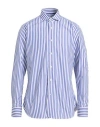 Guglielminotti Man Shirt Navy Size 17 ½ Cotton In Blue