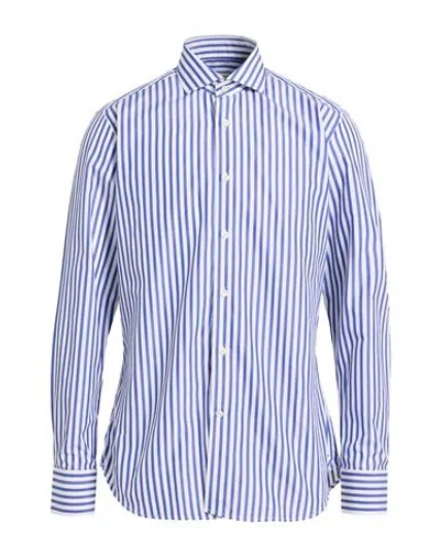 Guglielminotti Man Shirt Navy Size 17 ½ Cotton In Blue