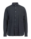 Guglielminotti Man Shirt Navy Size L Linen In Blue