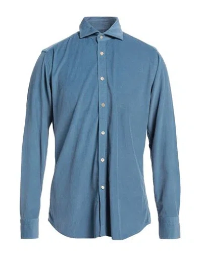 Guglielminotti Man Shirt Pastel Blue Size 15 ½ Cotton, Lyocell