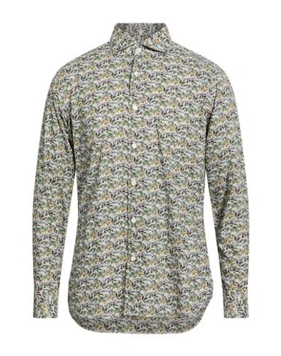 Guglielminotti Man Shirt Sage Green Size 15 ¾ Cotton In Multi