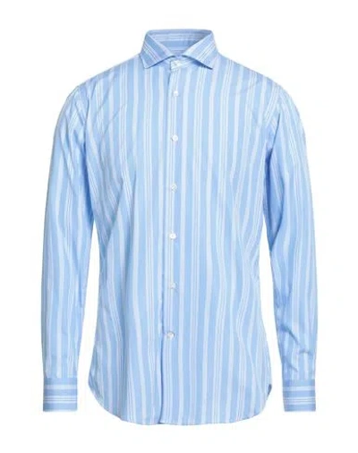 Guglielminotti Man Shirt Sky Blue Size 16 Cotton