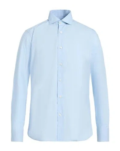 Guglielminotti Man Shirt Sky Blue Size 16 ½ Cotton