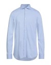 Guglielminotti Man Shirt Sky Blue Size 17 Cotton In Blue