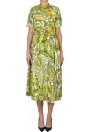 Guglielminotti Printed Cotton Dress In Lime