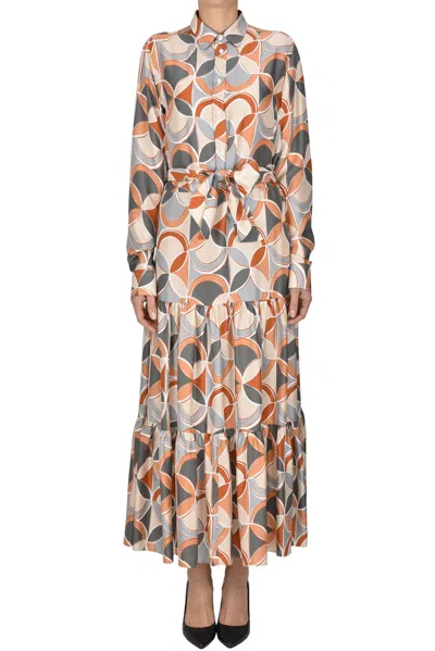 Guglielminotti Printed Silk Shirt Dress In Multi
