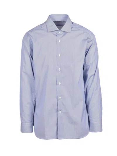 Guglielminotti White/blue Pinstripe Cotton Shirt