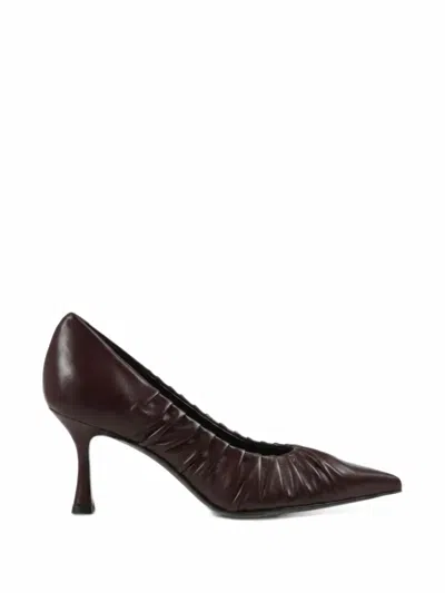 Guglielmo Rotta Adele Ruched Leather Pumps In Brown