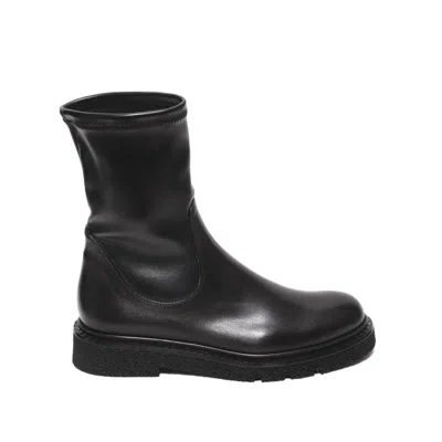 Guglielmo Rotta Ankle Boot In Stretch Black Nappa Leather