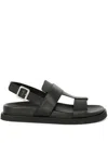 Guglielmo Rotta Black Sandals With Wide Straps And Adjustable Buckle In Black