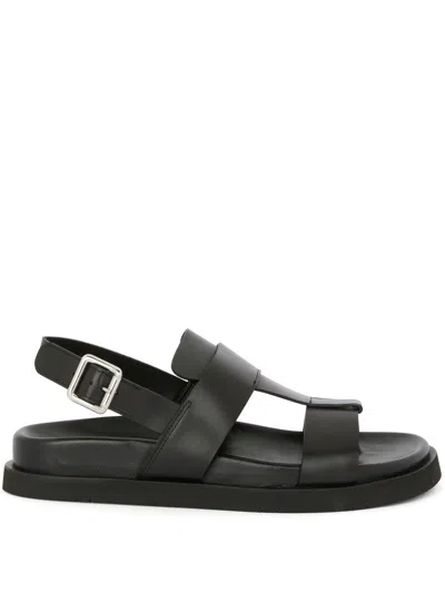Guglielmo Rotta Balck Calf Leather Sandals In Black