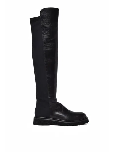 Guglielmo Rotta Black Leather Stretch Boots
