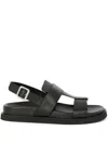 Guglielmo Rotta Black Sandals With Wide Straps And Adjustable Buckle