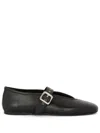 Guglielmo Rotta Black Leather Ballet Flats In Black