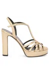 Guglielmo Rotta Gold-tone Calf Leather Heel Sandals