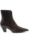Guglielmo Rotta Elegant Ankle Boots With Textured Snakeskin Finish In Brown