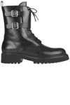 Guglielmo Rotta Brushed Leather Combat Boots In Black