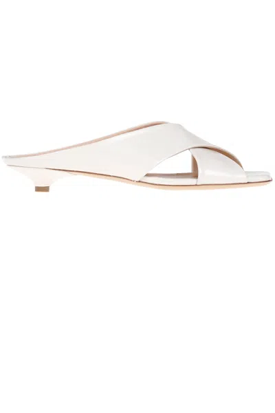 Guglielmo Rotta Brushed Leather Mules In White