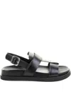 Guglielmo Rotta Black Sandals With Wide Straps And Adjustable Buckle In Black