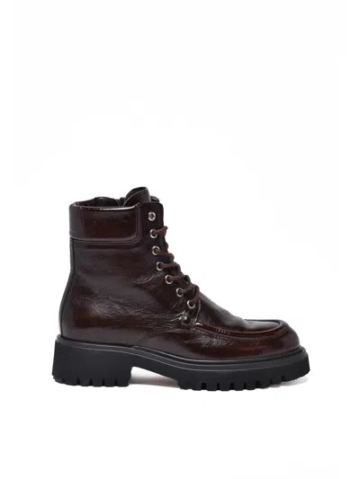 Guglielmo Rotta Chocolate Leather Zip Boots In Brown