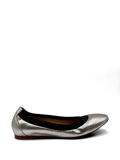 Guglielmo Rotta Crinkled Ballet Flats In Silver