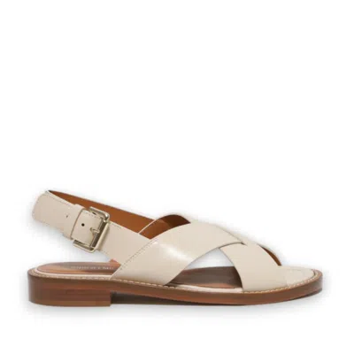 Guglielmo Rotta Criss-cross Sandal In Chalk-colored Raw-cut Leather In Neutrals