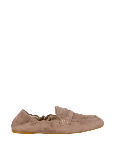 Guglielmo Rotta Gathered Suede Sandals In Brown