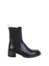 Guglielmo Rotta Black Leather Ankle Boot With Rubber Sole In Black