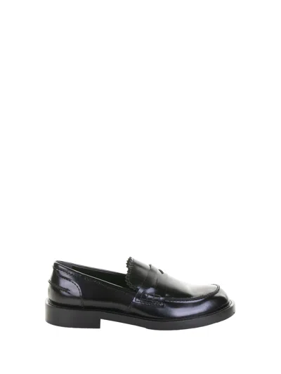 Guglielmo Rotta Black Leather Moccasin With Leather Sole